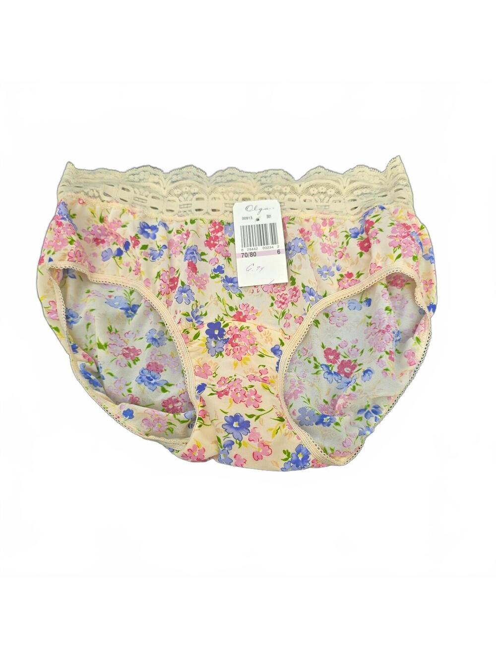 Vintage OLGA Panties SECRET HUG 00913 Floral Lace Pink Cream Sz 6 M NWT New